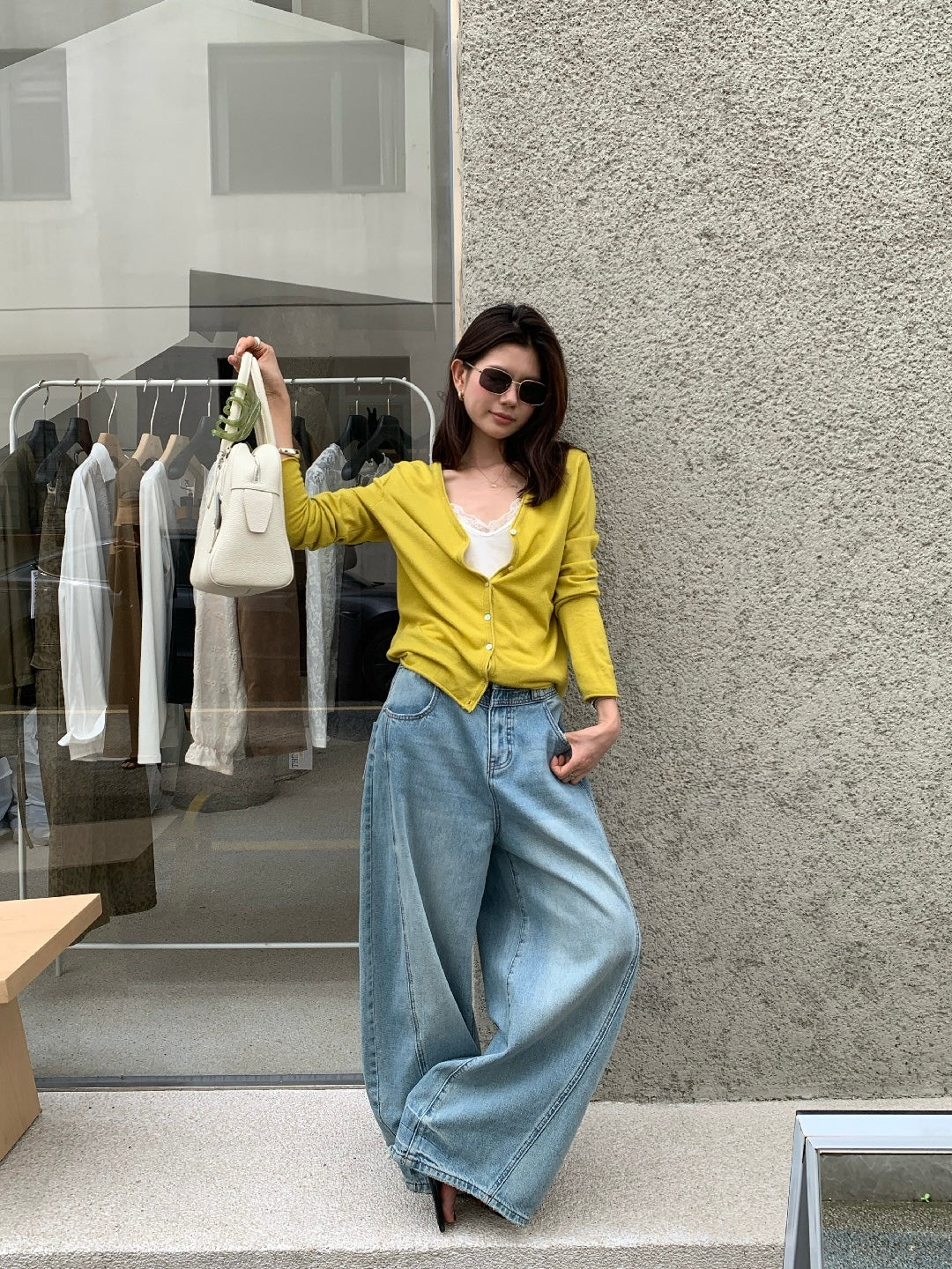 Arielle Jacquard Wide-Leg Jeans