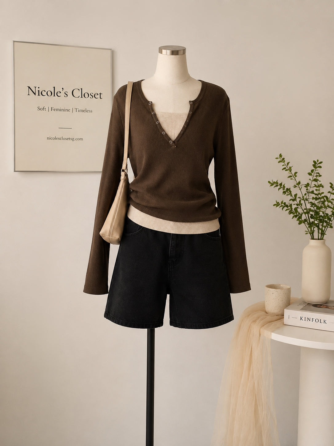 Nora Button V-Neck Knit Top