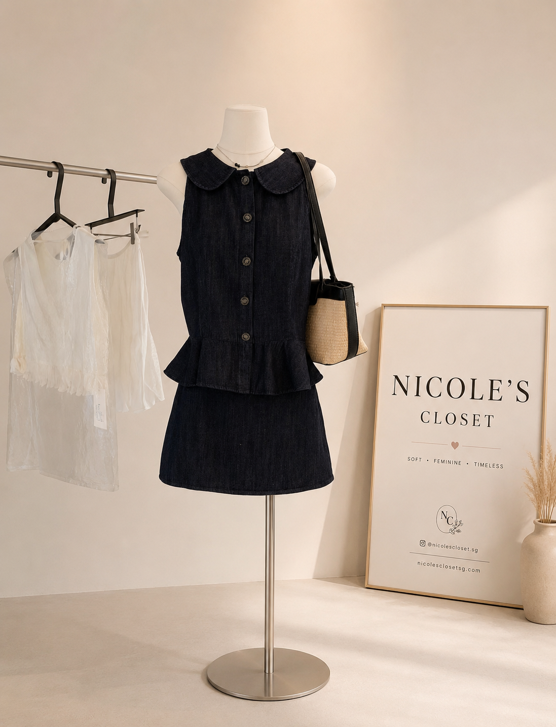 Colette Denim Peplum Set