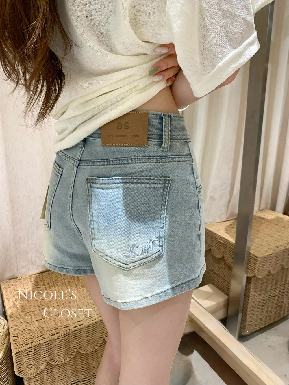 Cloud Wash Denim Shorts