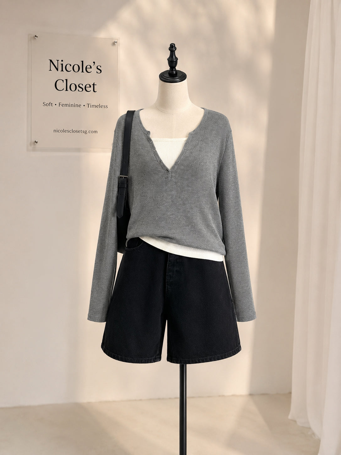 Nora Button V-Neck Knit Top