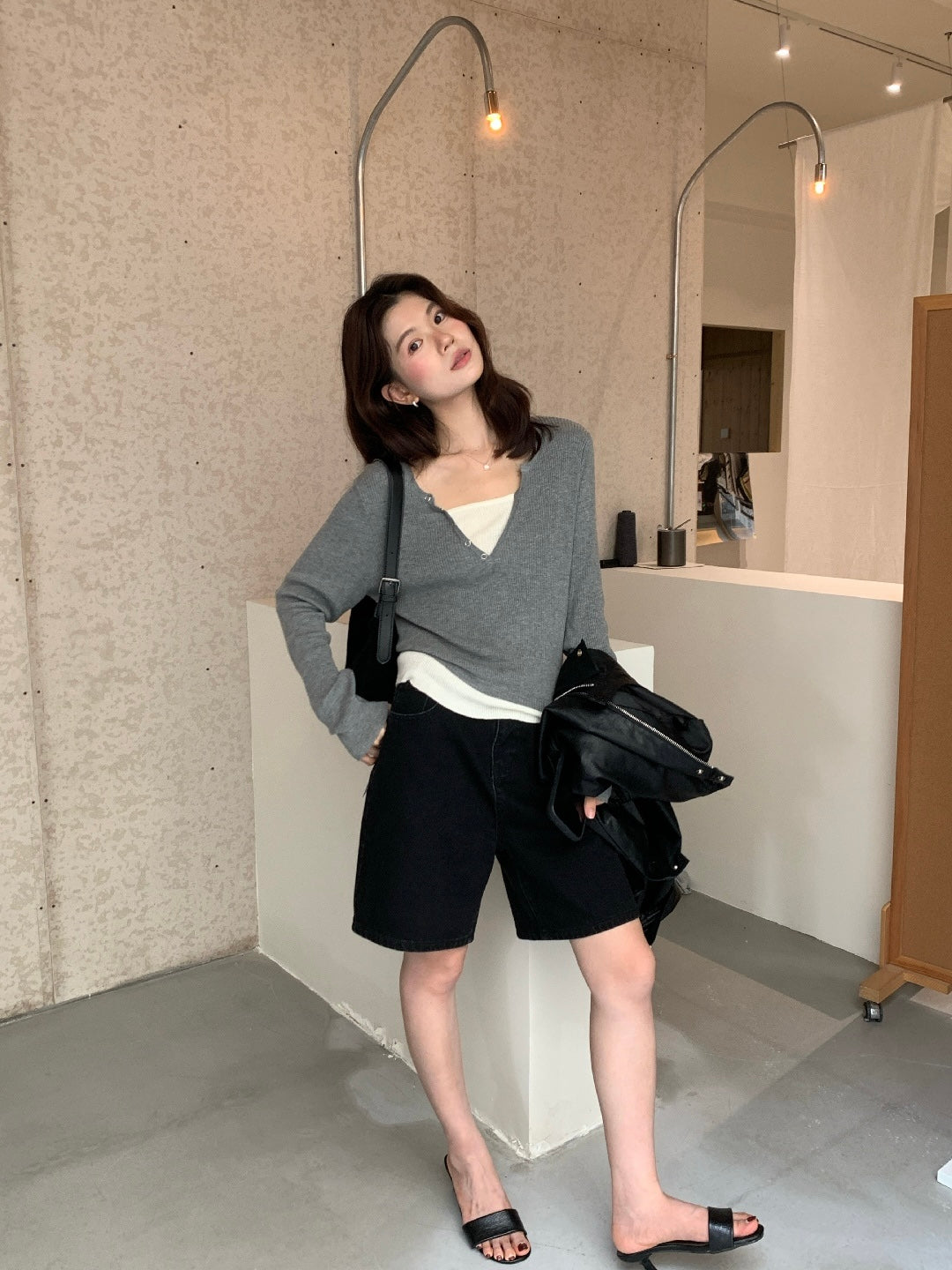Nora Button V-Neck Knit Top