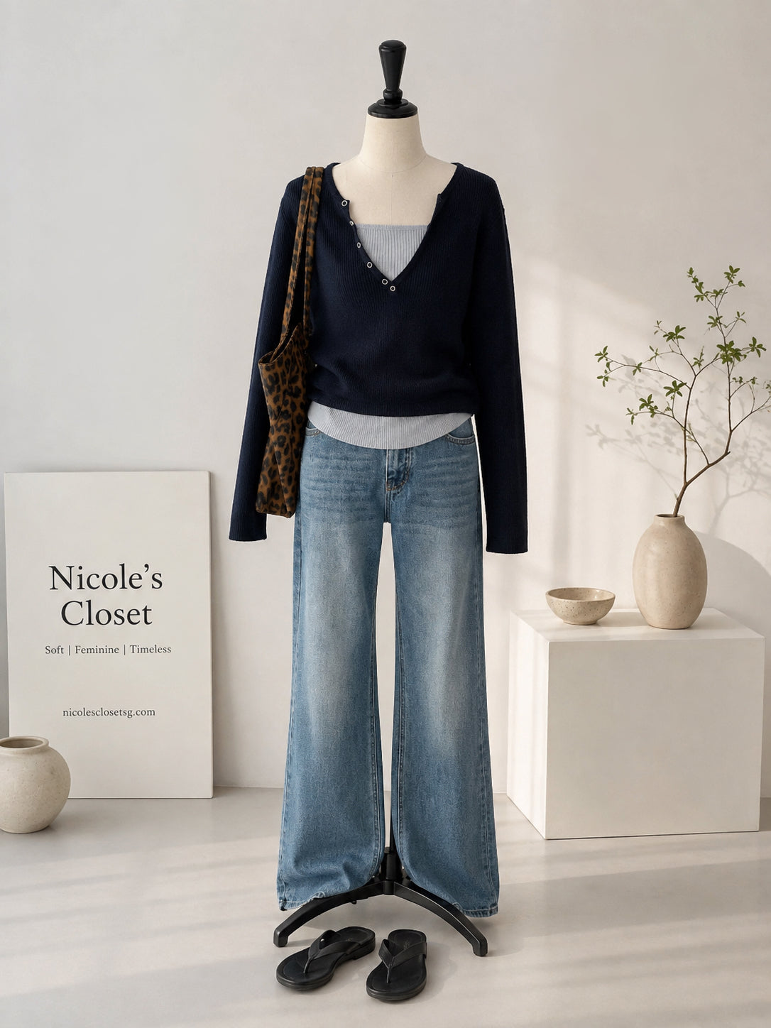 Nora Button V-Neck Knit Top