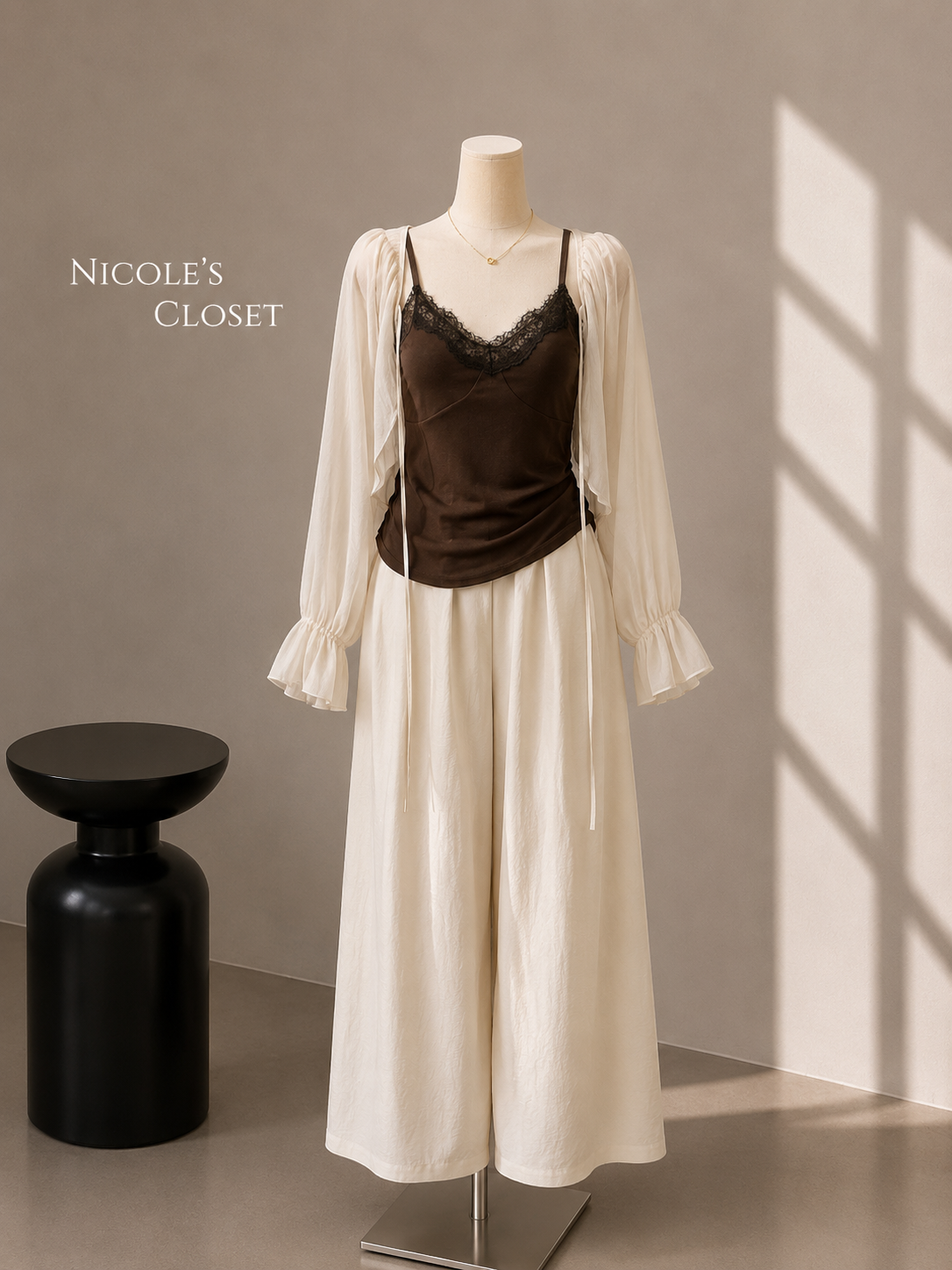 Amélie Lace Cami & Sheer Cardigan Set