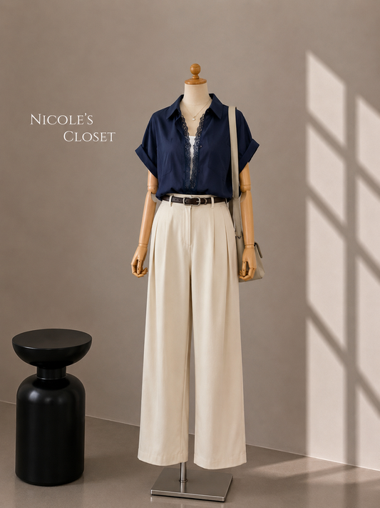 Lace Trim Short Sleeve Shirt