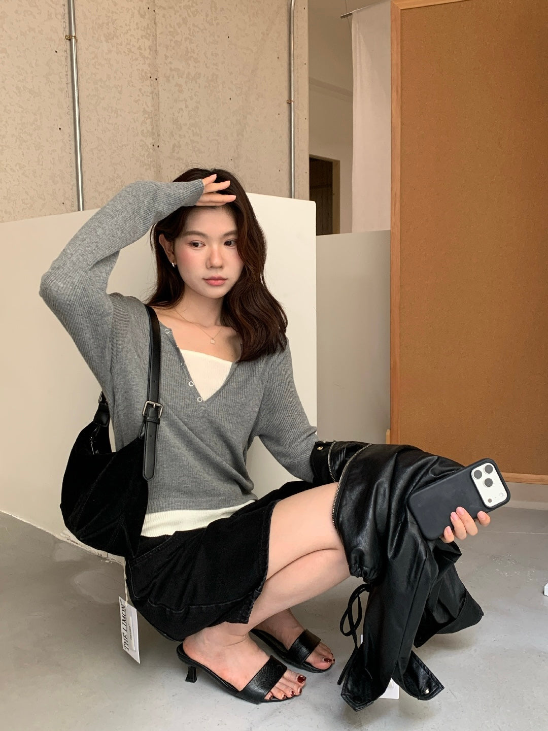 Nora Button V-Neck Knit Top