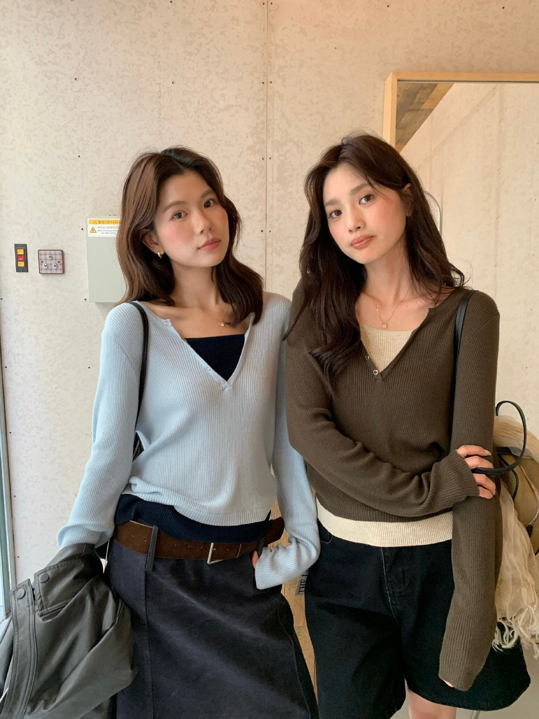 Nora Button V-Neck Knit Top