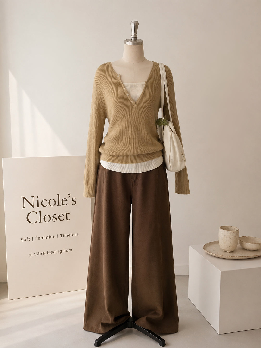 Nora Button V-Neck Knit Top