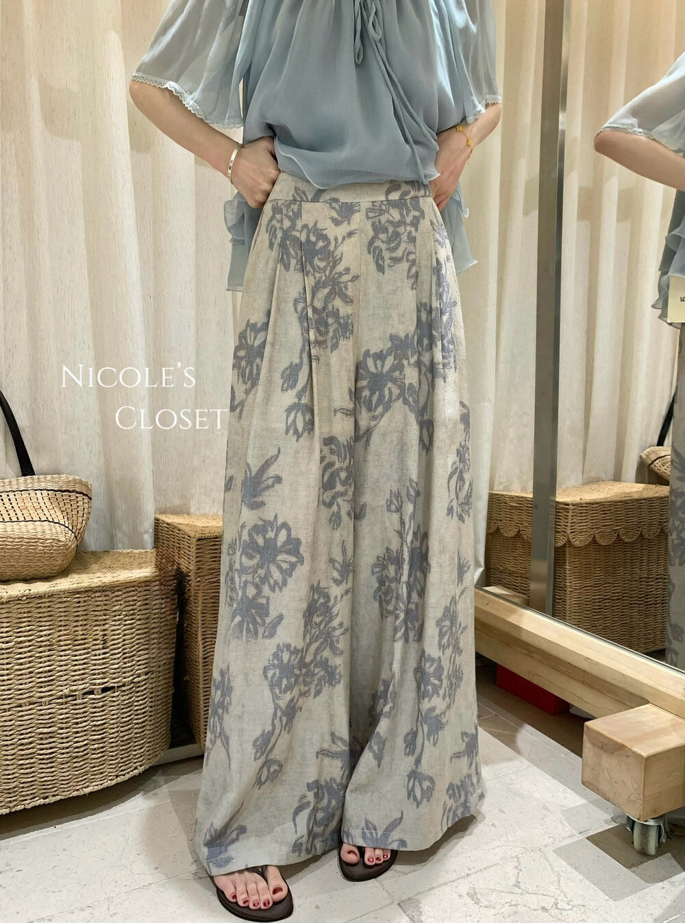 Amora Floral Wide-Leg Pants